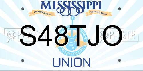 S48TJO Mississippi License Plate