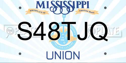 S48TJQ Mississippi License Plate