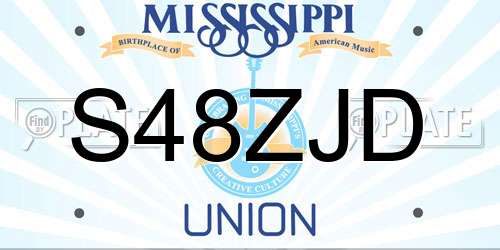 S48ZJD Mississippi License Plate