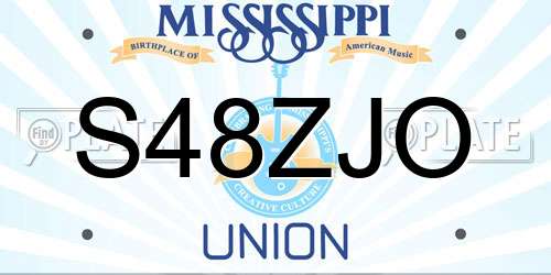 S48ZJO Mississippi License Plate