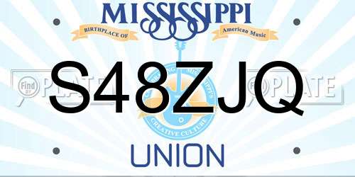 S48ZJQ Mississippi License Plate