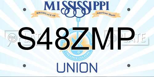 S48ZMP Mississippi License Plate