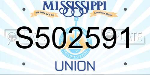 S502591 Mississippi License Plate