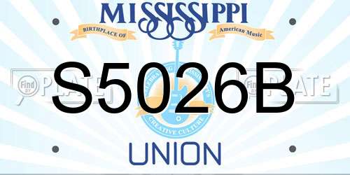 S5026B Mississippi License Plate