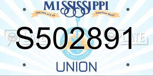 S502891 Mississippi License Plate