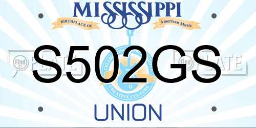 S502GS Mississippi License Plate