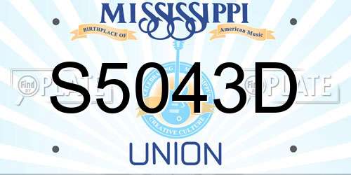 S5043D Mississippi License Plate