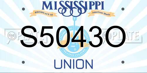 S5043O Mississippi License Plate