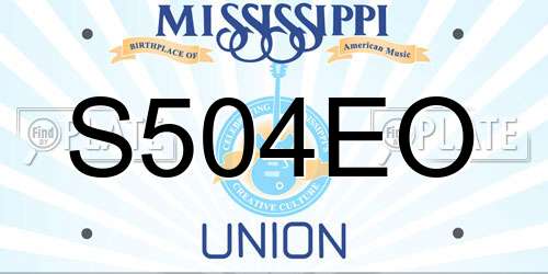 S504EO Mississippi License Plate