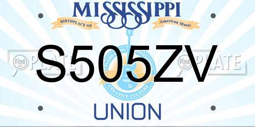 S505ZV Mississippi License Plate