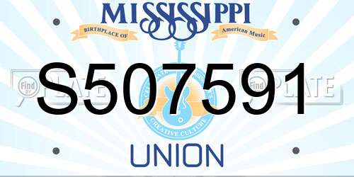 S507591 Mississippi License Plate