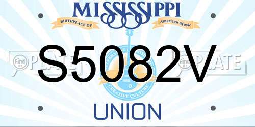 S5082V Mississippi License Plate