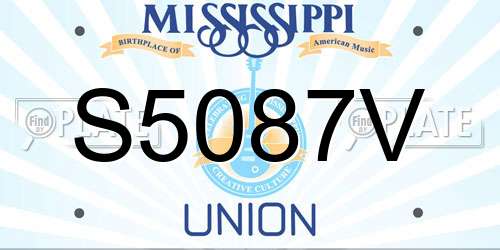 S5087V Mississippi License Plate