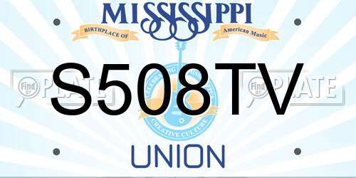 S508TV Mississippi License Plate