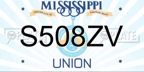 S508ZV Mississippi License Plate