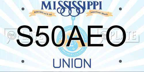 S50AEO Mississippi License Plate