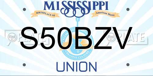 S50BZV Mississippi License Plate