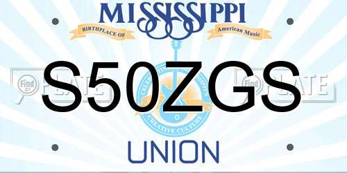 S50ZGS Mississippi License Plate