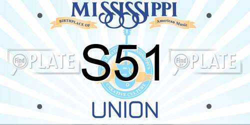 S51 Mississippi License Plate
