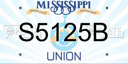 S5125B Mississippi License Plate