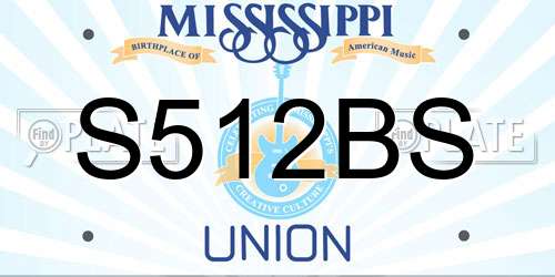 S512BS Mississippi License Plate