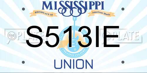 S513IE Mississippi License Plate