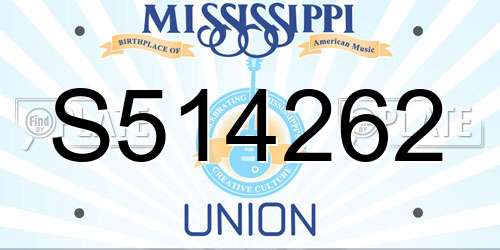 S514262 Mississippi License Plate