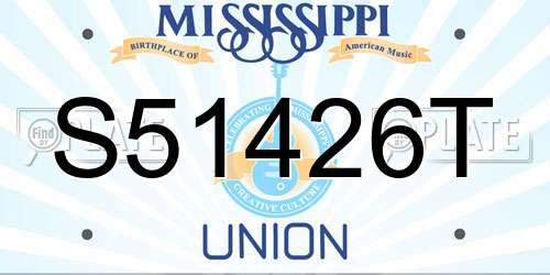S51426T Mississippi License Plate