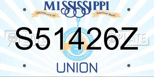 S51426Z Mississippi License Plate