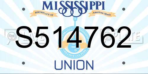 S514762 Mississippi License Plate