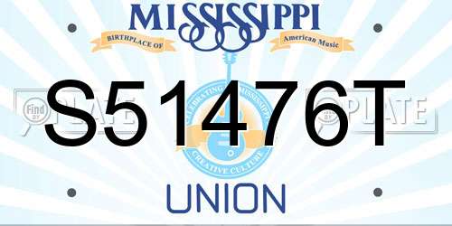 S51476T Mississippi License Plate