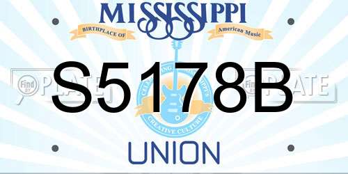 S5178B Mississippi License Plate