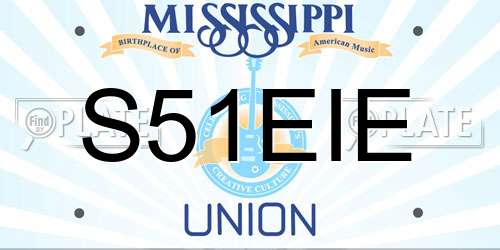 S51EIE Mississippi License Plate