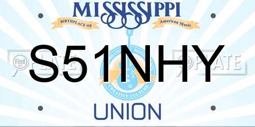 S51NHY Mississippi License Plate