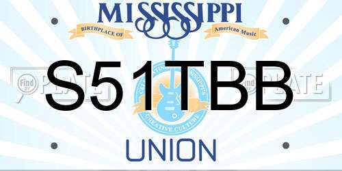 S51TBB Mississippi License Plate