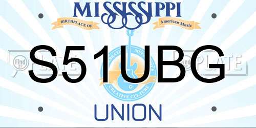 S51UBG Mississippi License Plate