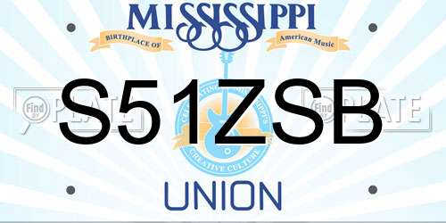 S51ZSB Mississippi License Plate