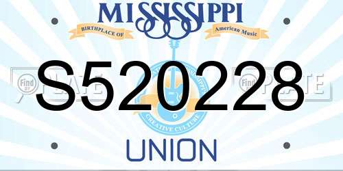 S520228 Mississippi License Plate