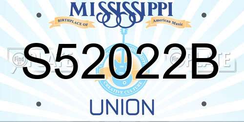 S52022B Mississippi License Plate