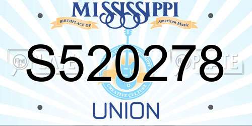 S520278 Mississippi License Plate