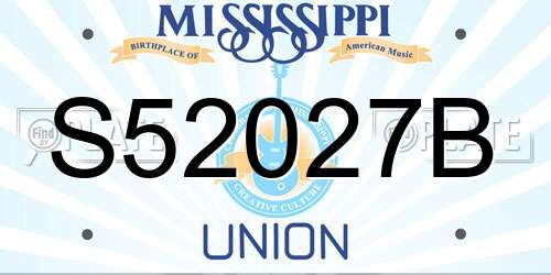 S52027B Mississippi License Plate