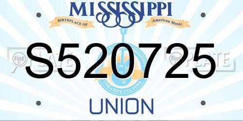 S520725 Mississippi License Plate