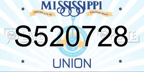 S520728 Mississippi License Plate
