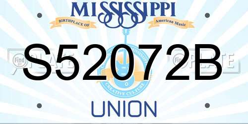 S52072B Mississippi License Plate