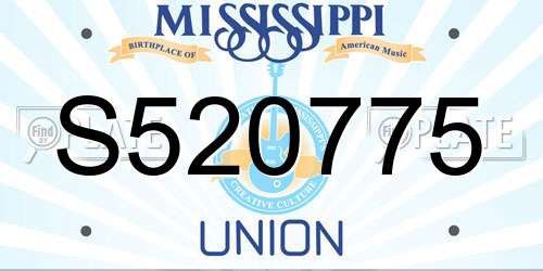 S520775 Mississippi License Plate