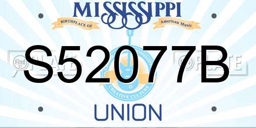 S52077B Mississippi License Plate