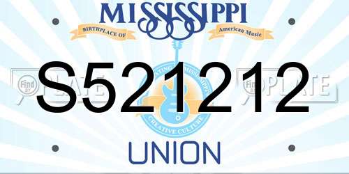 S521212 Mississippi License Plate
