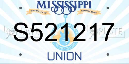 S521217 Mississippi License Plate