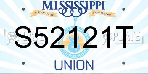 S52121T Mississippi License Plate