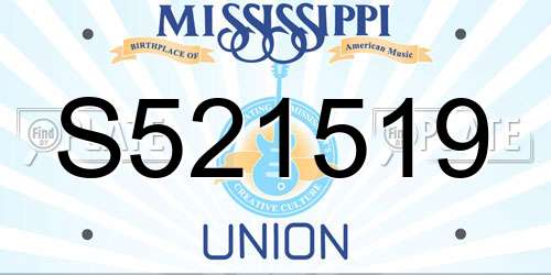S521519 Mississippi License Plate